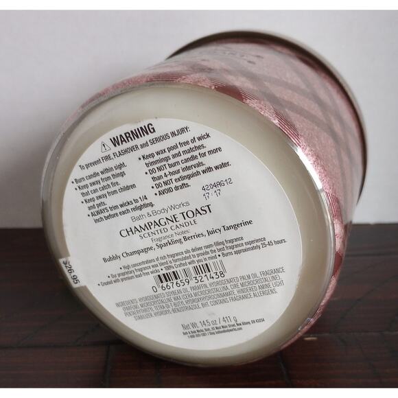 Champagne Toast 3 Wick Soy Candle Bath & Body Works NEW - Picture 4 of 4